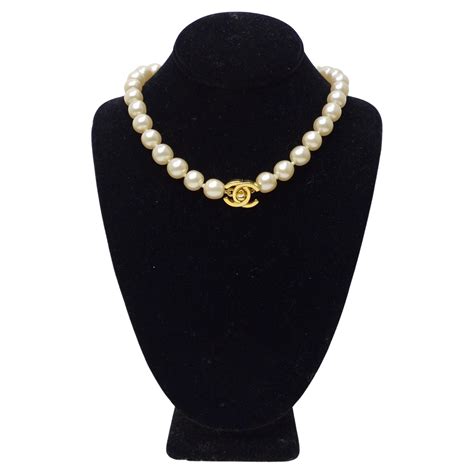 chanel pearl necklace choker|vintage chanel choker necklace.